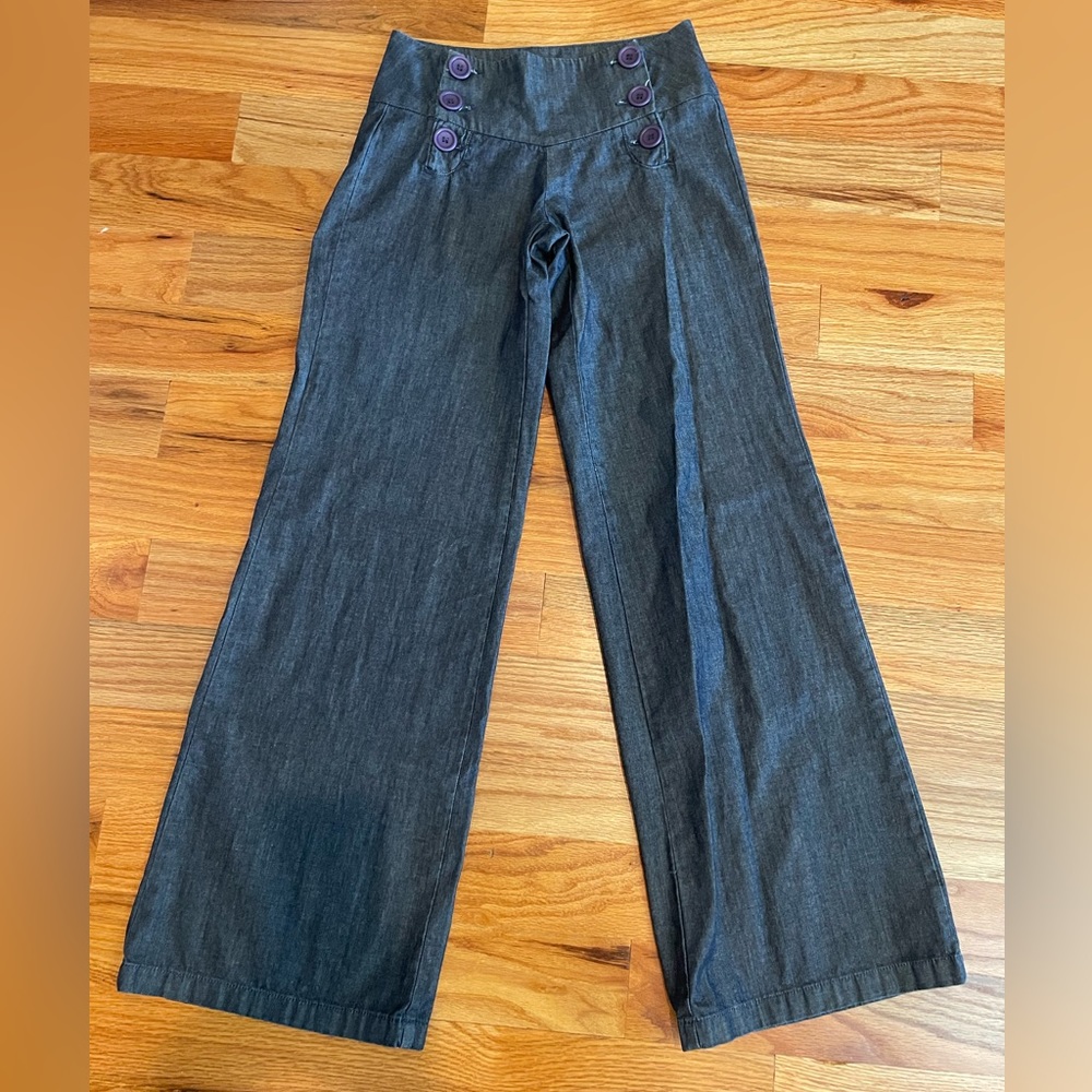 Wide leg thin denim pants